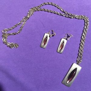 Vintage pewter and amethyst set by Jergen Jensen